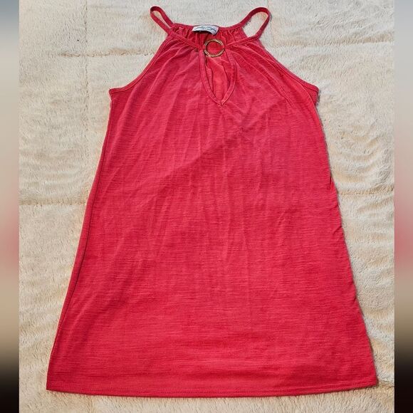 Red Swim Cover-up Dress with Ring TearDrop Neckline. Size Medium. - Picture 4 of 4